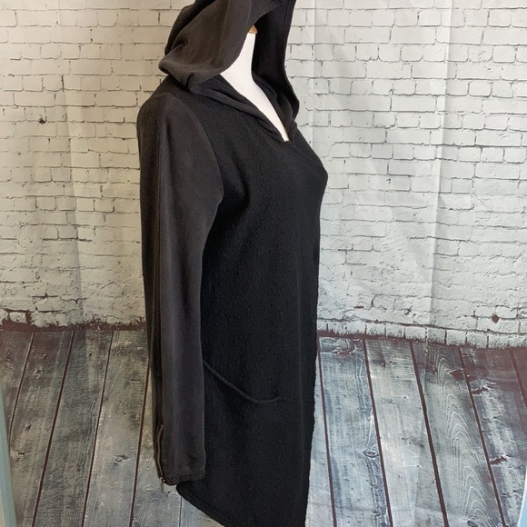 Free People Coat Black Drippy Wool Jacket S Asymmetrical Granola  Boho Festival - Picture 9 of 16